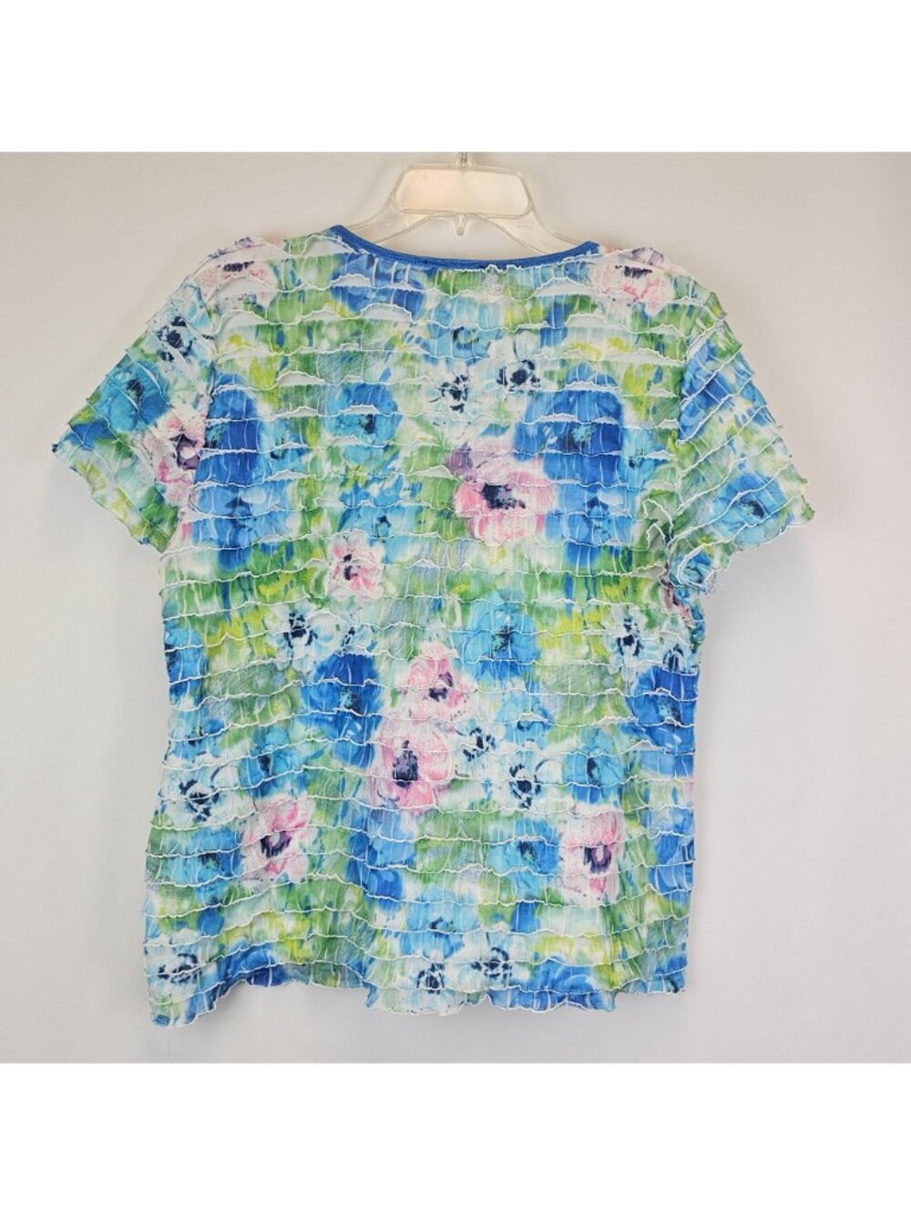 Elementz Womens XL Blue Floral Ruffle Top Tiered Stretch Fairycore - Picture 2 of 11